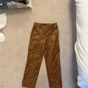 Vegan leather brown Cargo Pants
